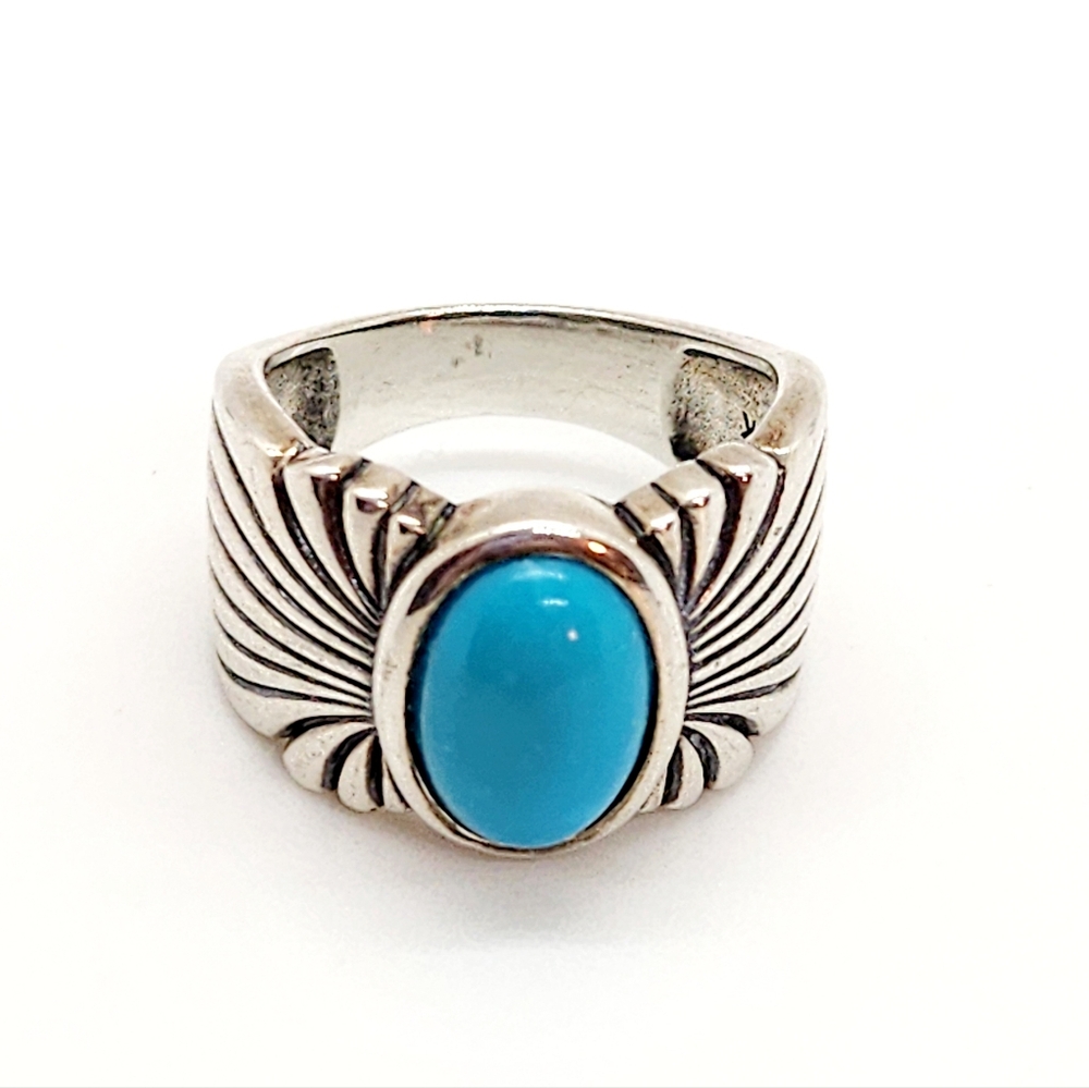 Native American Silver Turquoise Women's Ring Size 7
